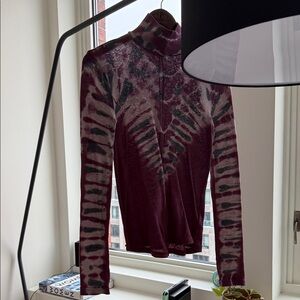 We The Free Maroon and Black Tie-Dye Top